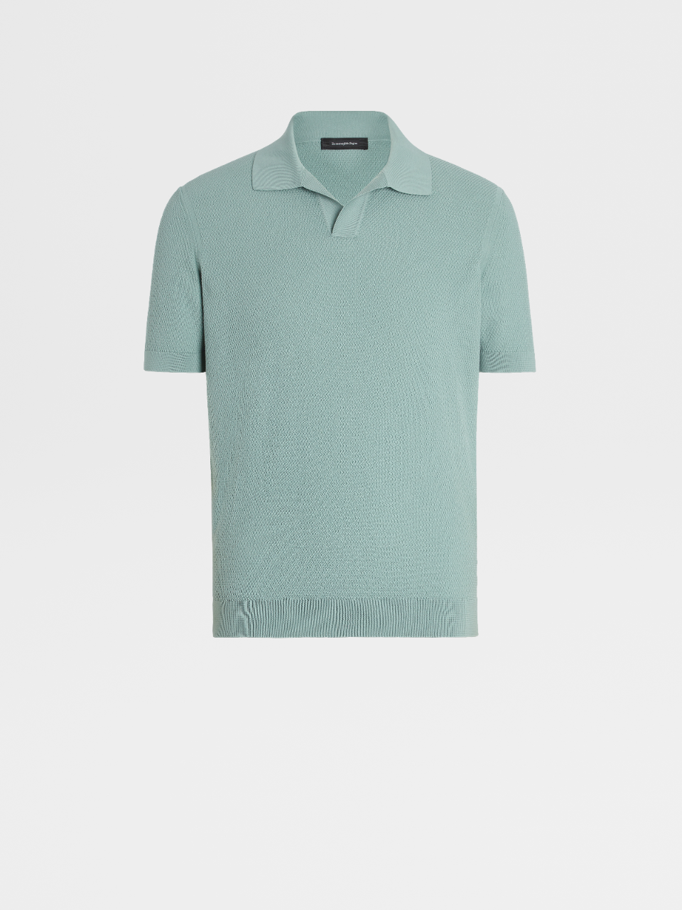 Pastel Green Pure Cotton Knit Short-sleeve Polo